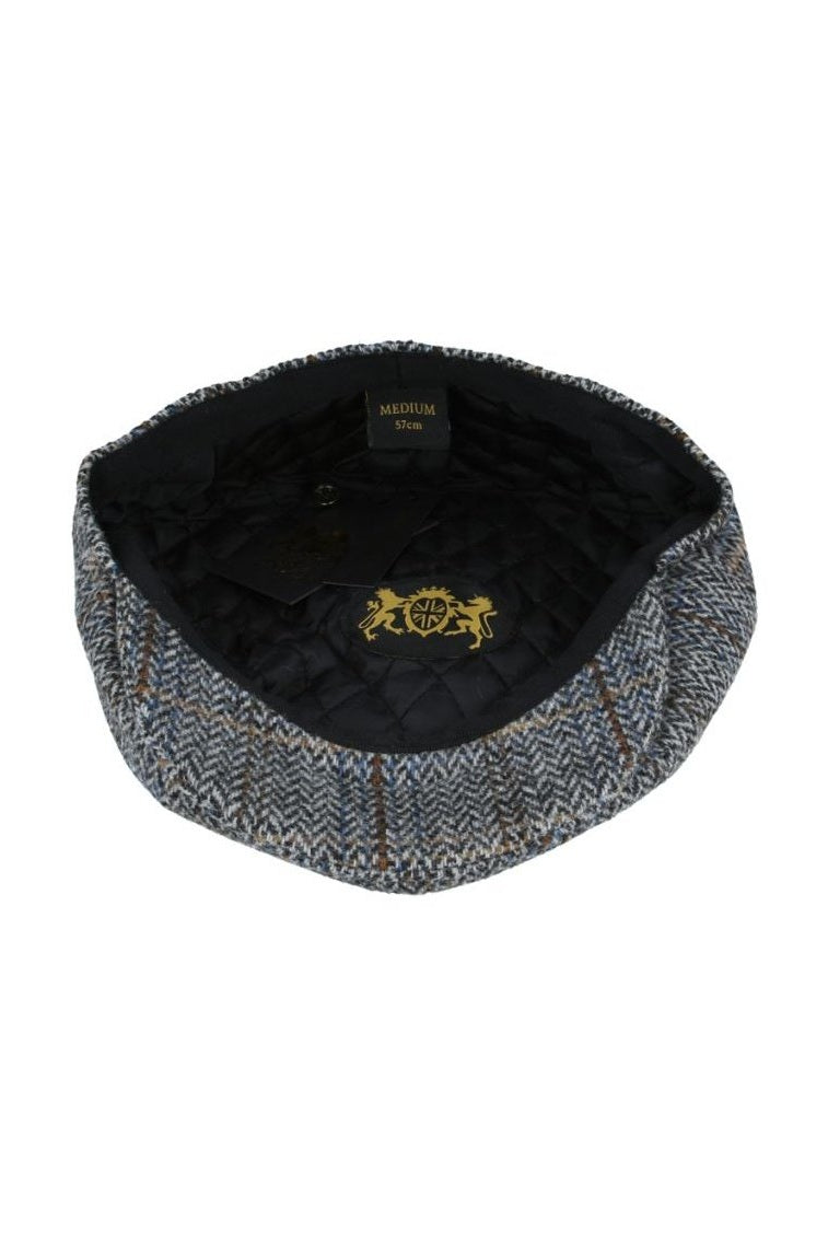 GREY HERRINGBONE WOOL NEWSBOY CAP