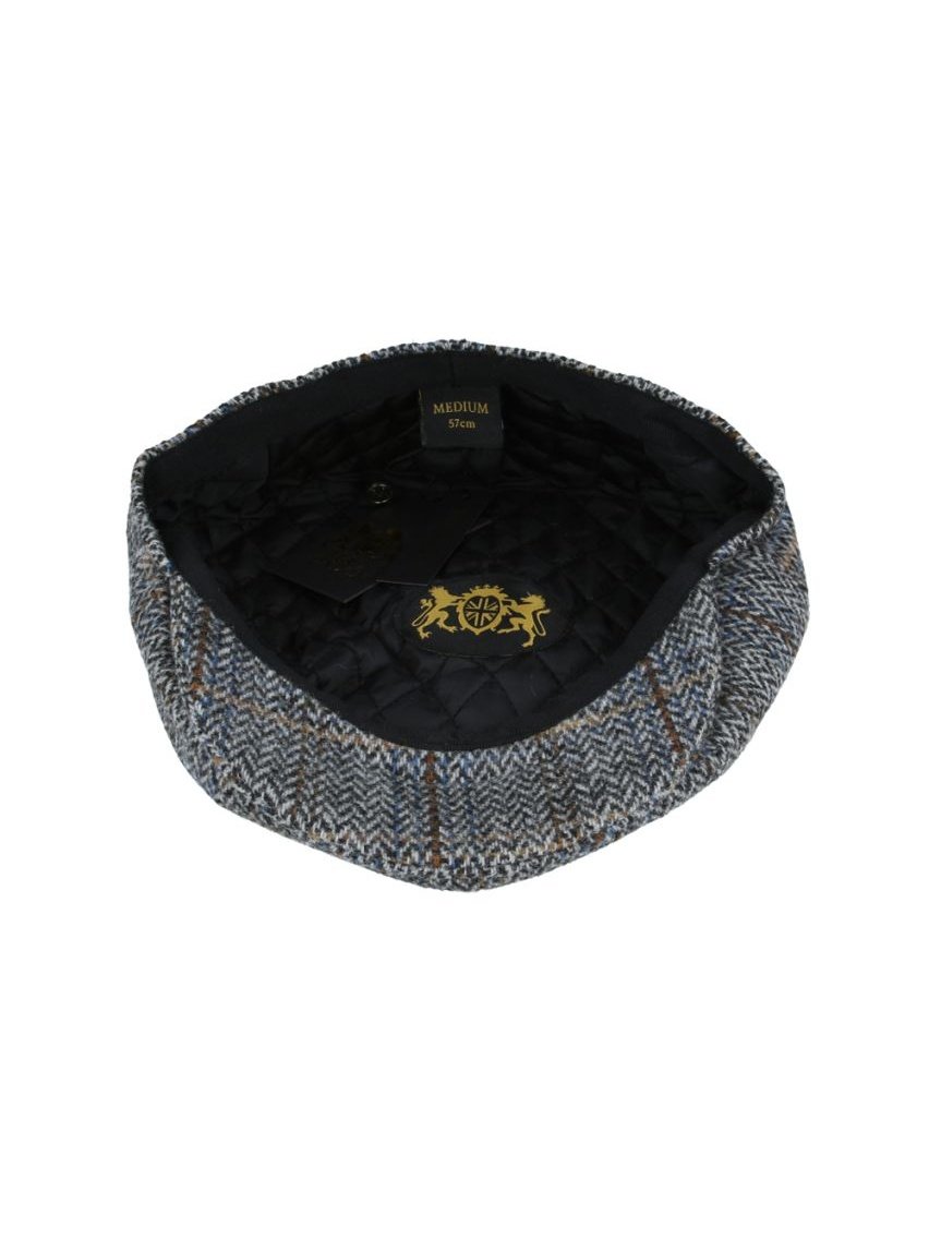 GREY HERRINGBONE WOOL NEWSBOY CAP