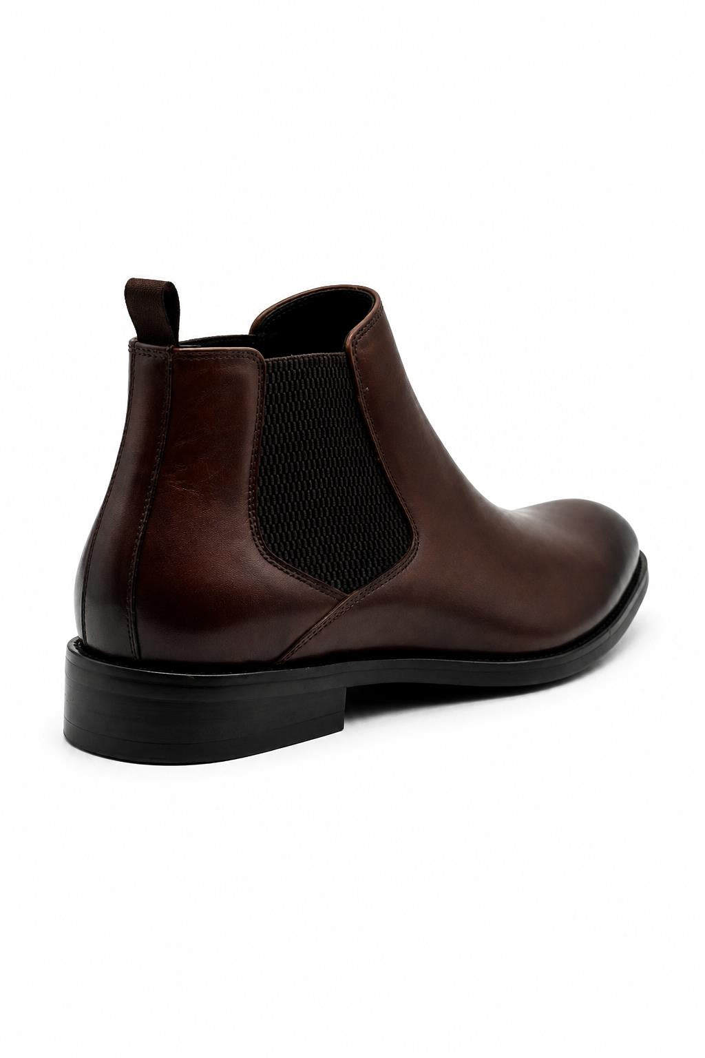 REMY Men’s Brown Burnished Polished Leather Chelsea Boots Sartorial Shoes
