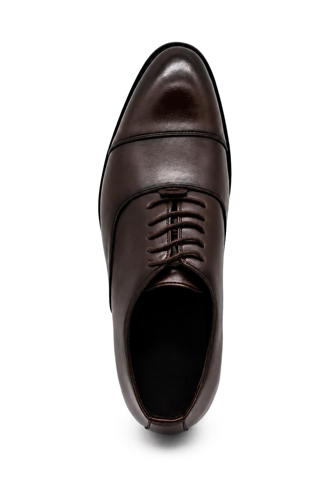 Men's Classic Brown Faux Leather Toe Cap Oxford Lace-up Shoes Sartorial Shoes