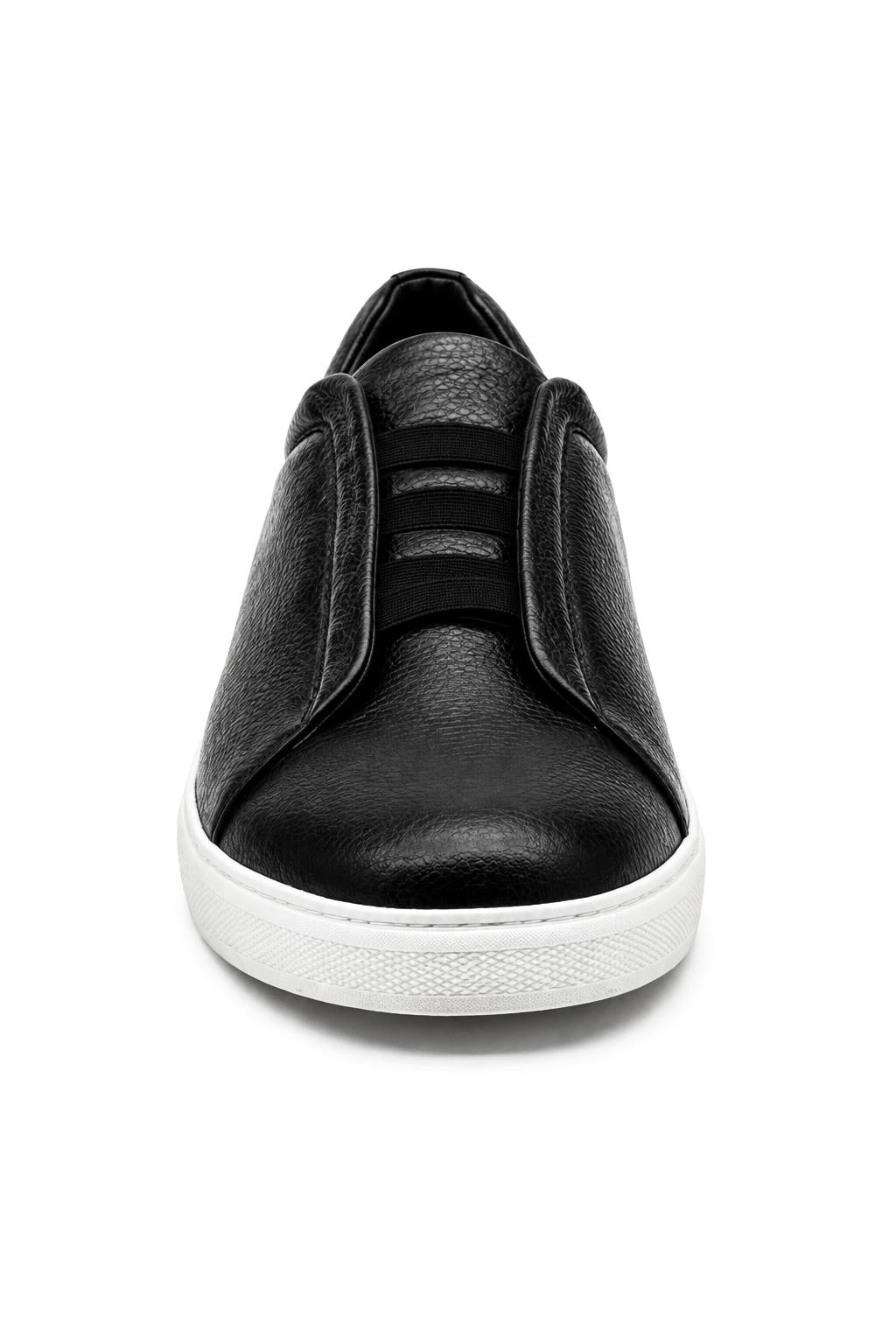 Men’s Black Faux Leather Slip-On Trainers Sartorial Shoes