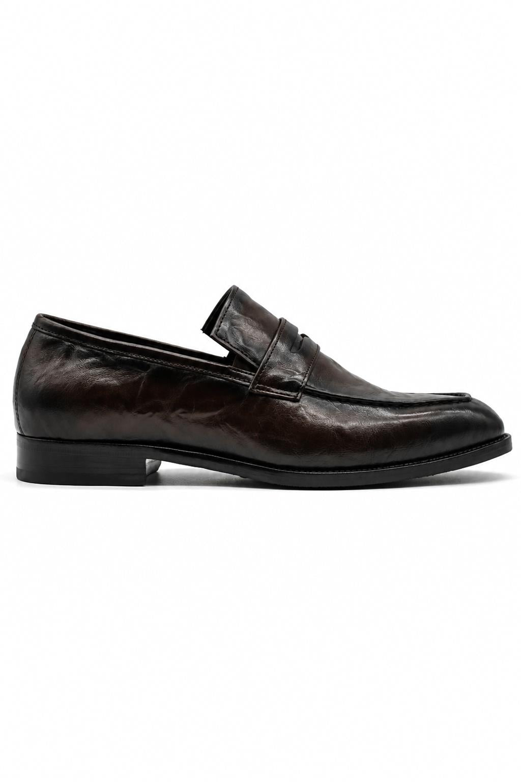 CRUX - Men’s Coffee Brown Calf Leather Penny Loafers Sartorial Shoes