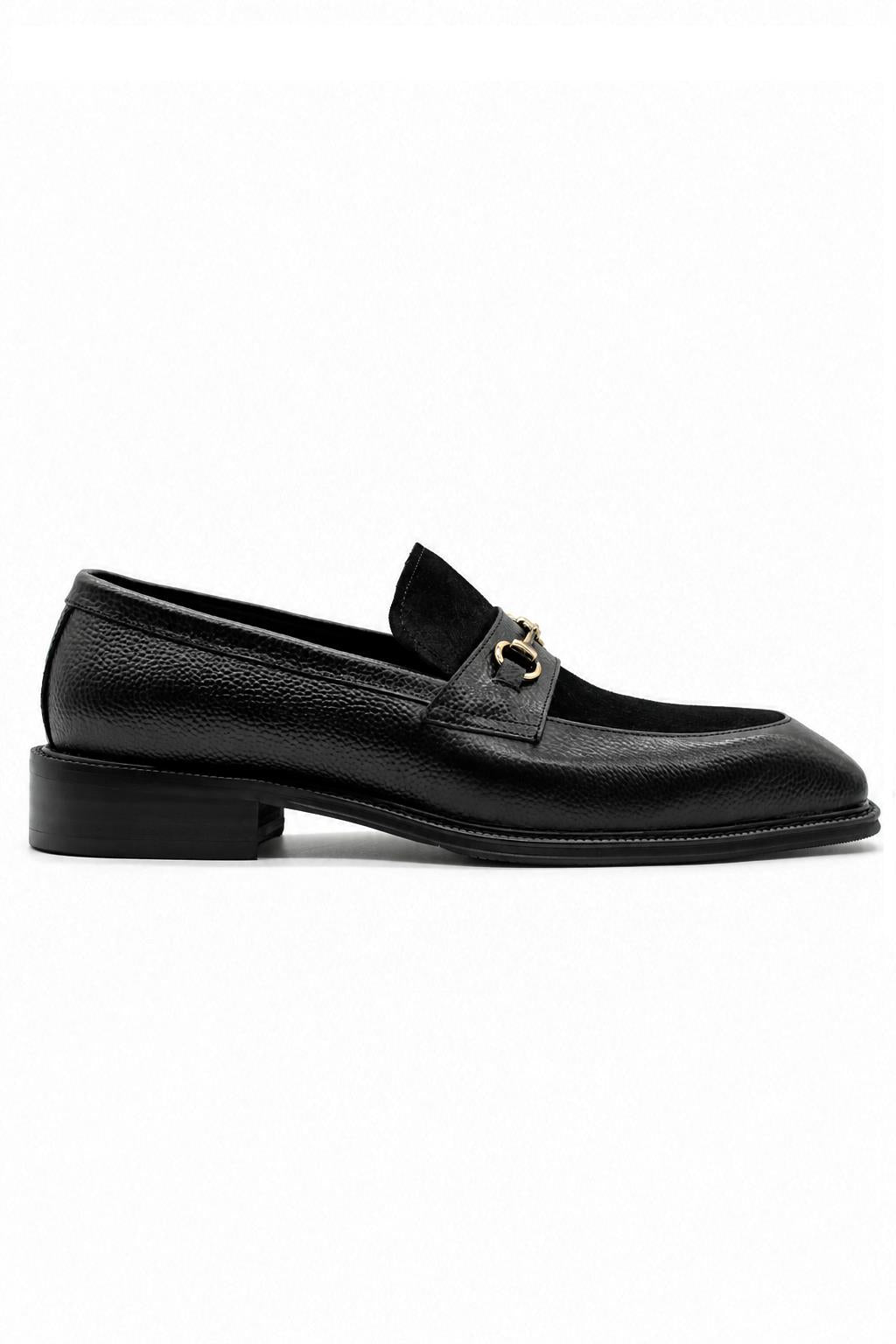 DEXTER Men’s Black Leather & Suede Snaffle Loafers Sartorial Shoes