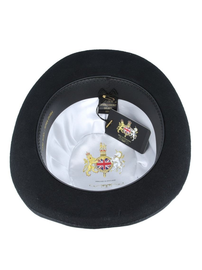 BLACK PURE WOOL BOWLERS HAT