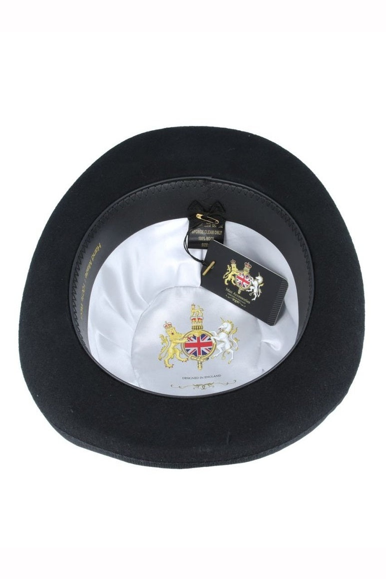 BLACK PURE WOOL BOWLERS HAT