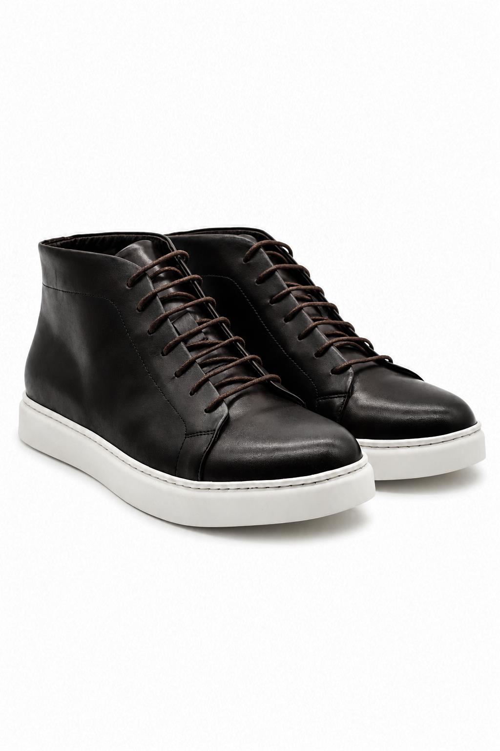 ASTER - Men’s Coffee Brown Leather Ankle Trainer Boots Sartorial Shoes