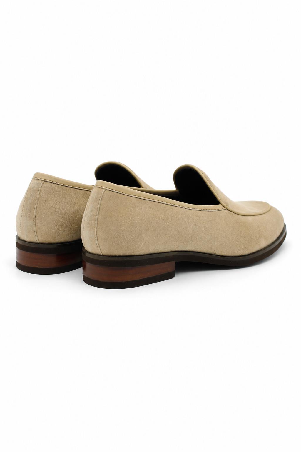 Beige Suede Leather Dress Loafers Sartorial Shoes