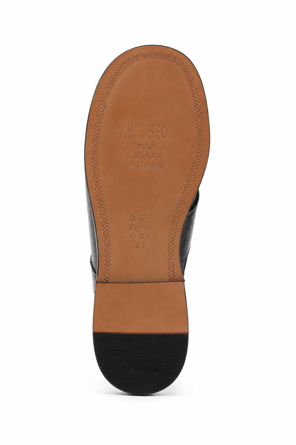 Men's Handmade Black Real Leather Toe Loop Sandals Sartorial Shoes