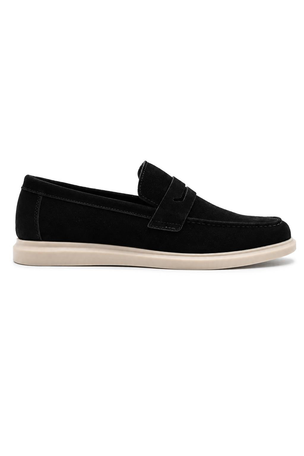 Men’s Milo Black Suede Leather Penny Loafers Sartorial Shoes