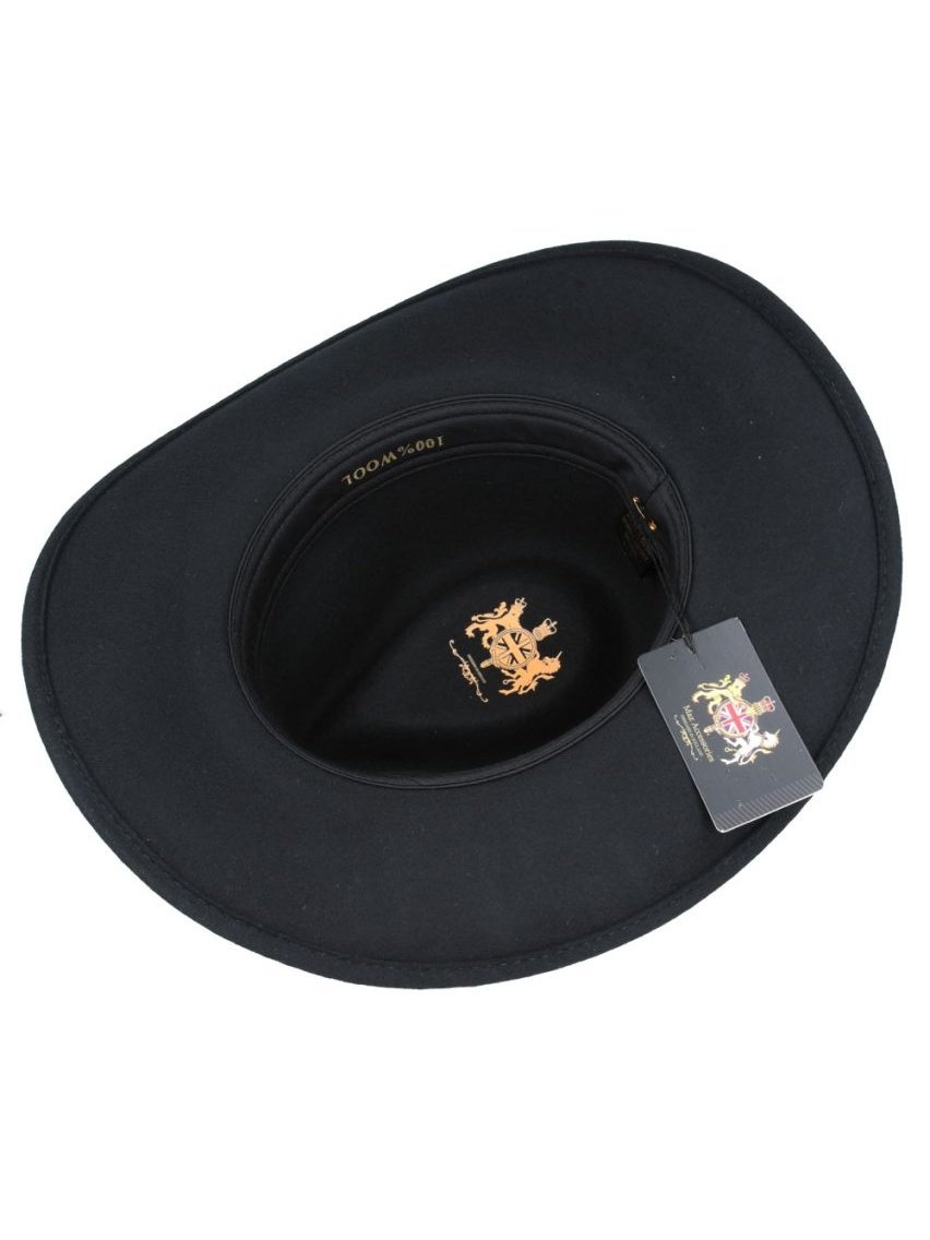 BLACK PURE WOOL FELT CRUSHABLE COWBOY HAT
