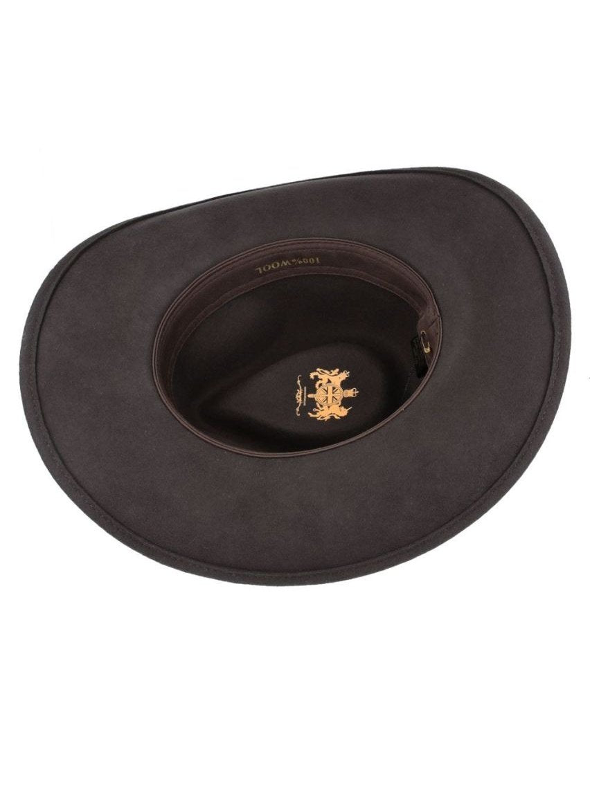 BROWN PURE WOOL FELT CRUSHABLE COWBOY HAT