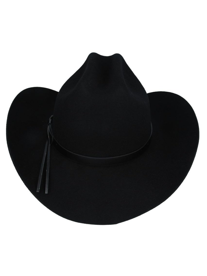 BLACK PURE WOOL STIFF COWBOY HAT