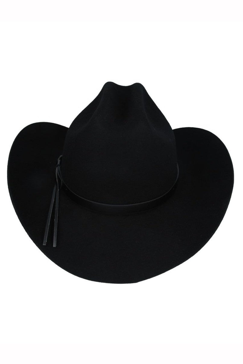 BLACK PURE WOOL STIFF COWBOY HAT