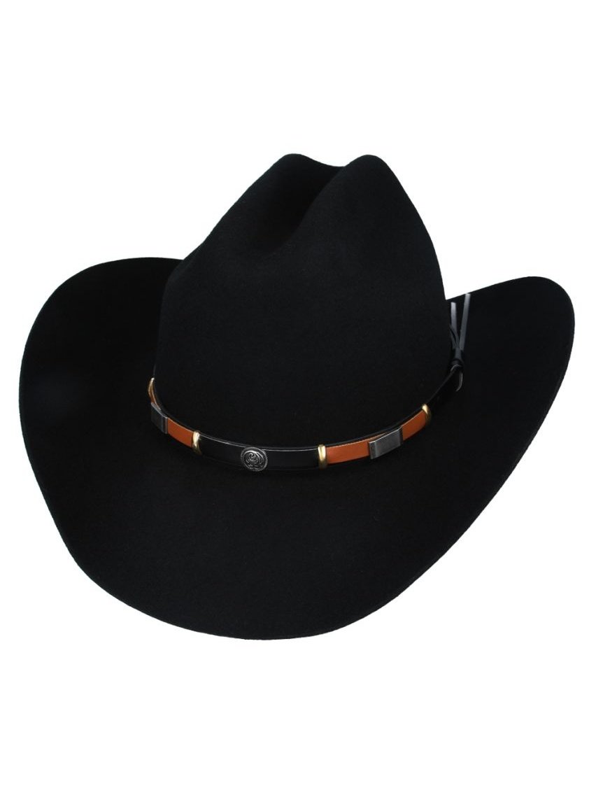 BLACK PURE WOOL STIFF COWBOY HAT