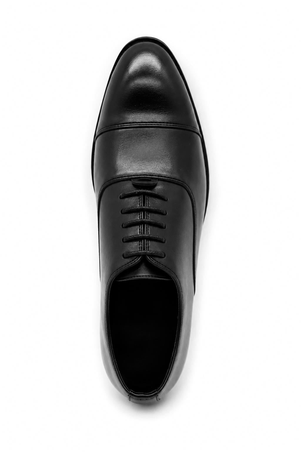 Men's Black Faux Leather Toe Cap Oxford Shoes Sartorial Shoes
