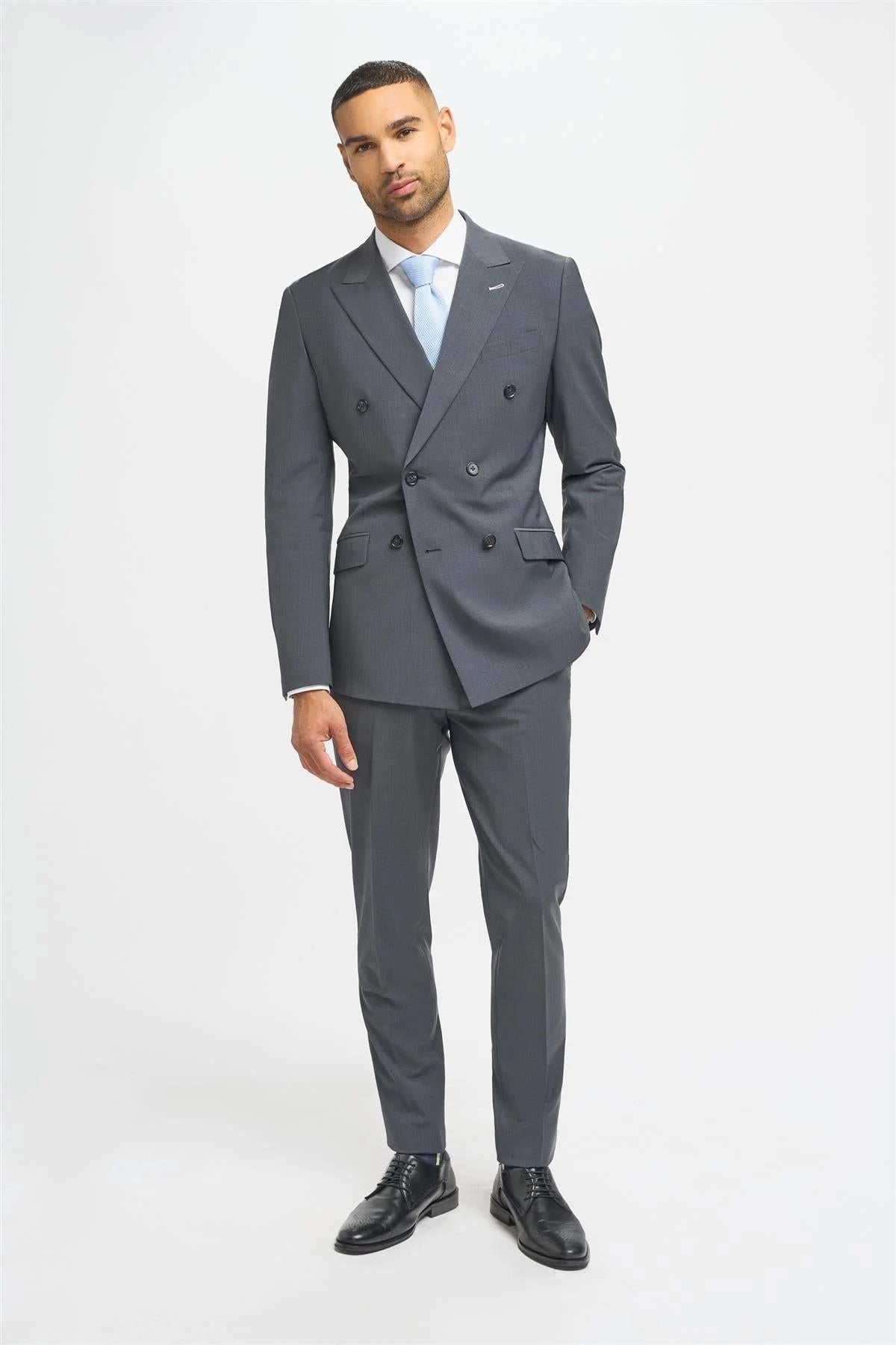 Cavani Bond Wool Rich Charcoal Double Breasted Blazer CAVANI