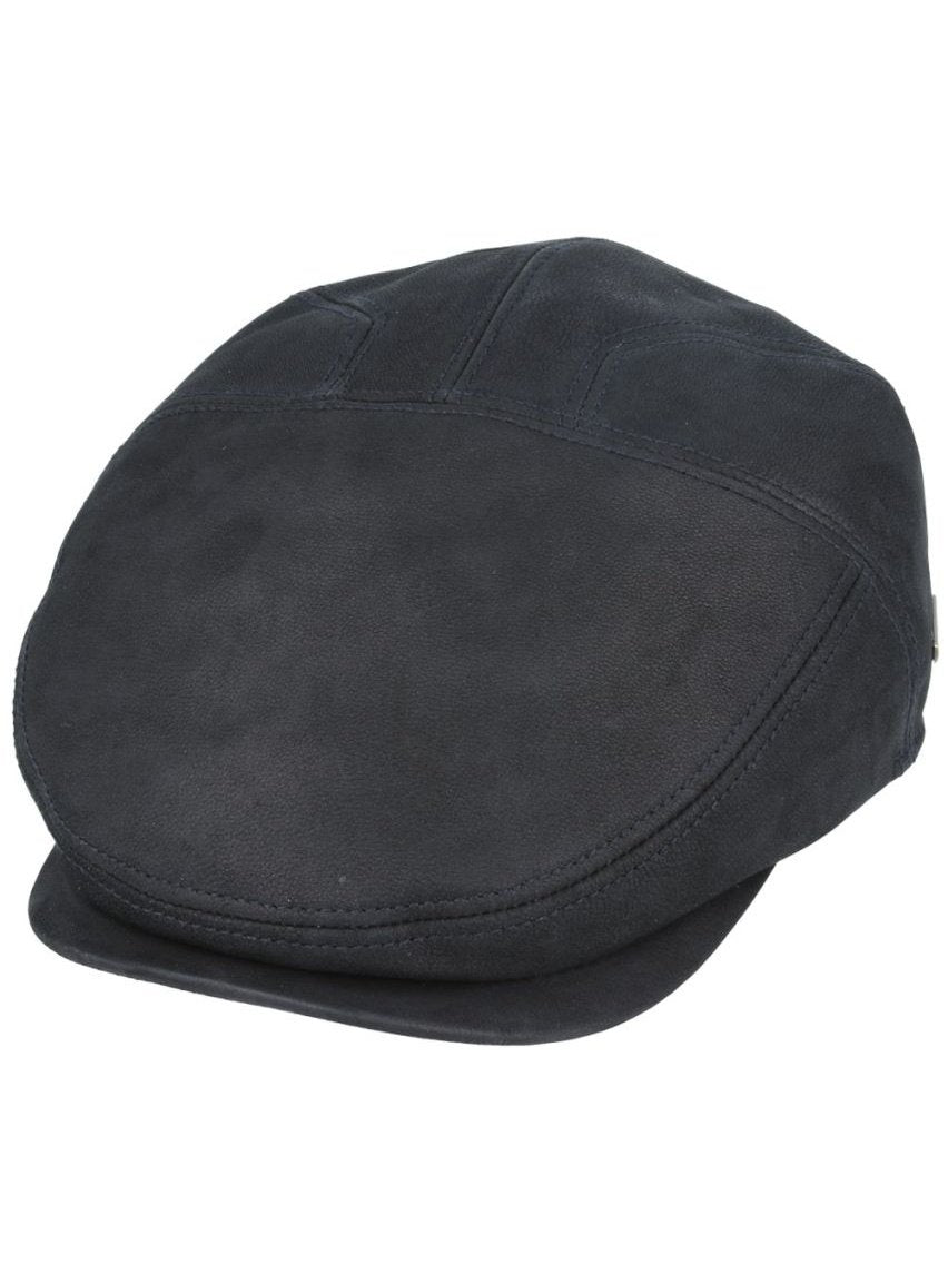 BLACK LEATHER GLADWIN BOND FLAT CAP