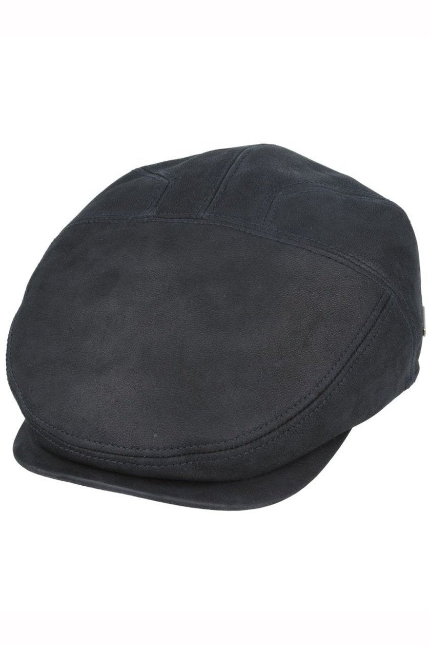 BLACK LEATHER GLADWIN BOND FLAT CAP