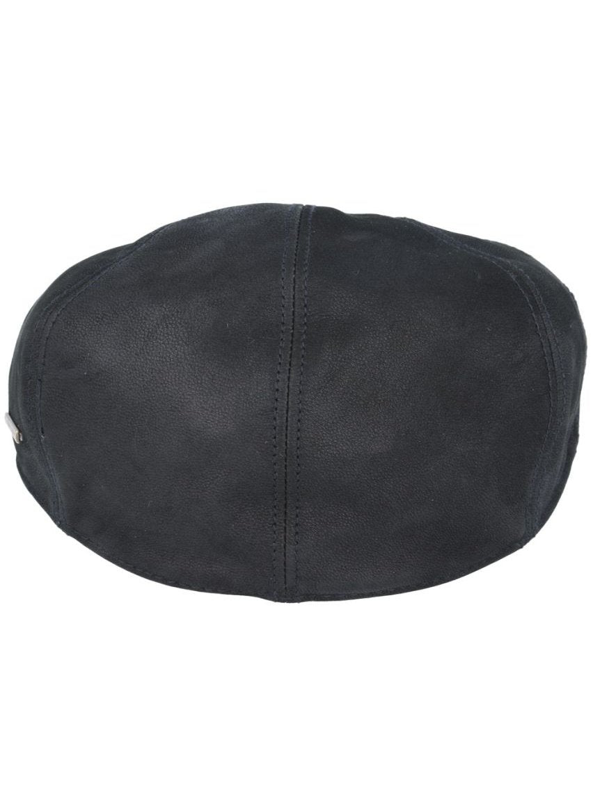 BLACK LEATHER GLADWIN BOND FLAT CAP