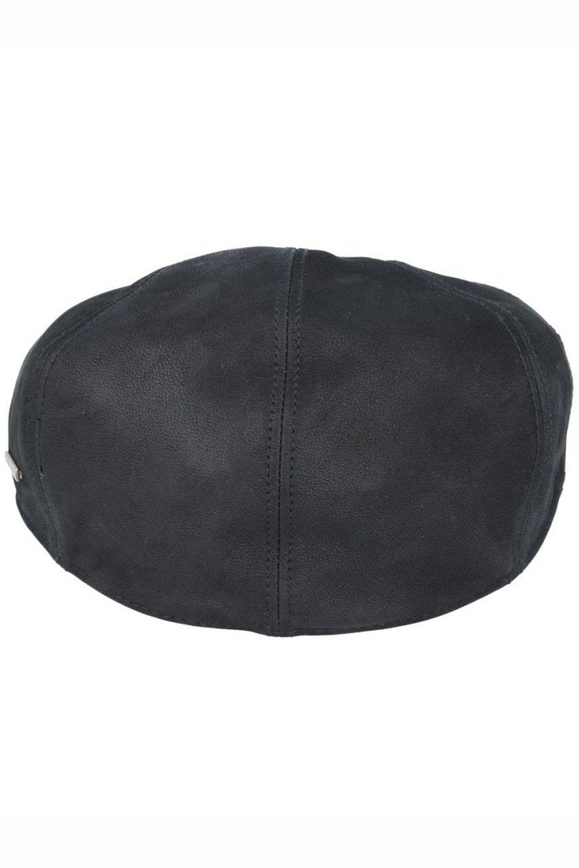 BLACK LEATHER GLADWIN BOND FLAT CAP