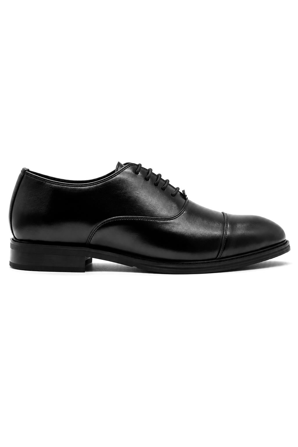 Men's Black Faux Leather Toe Cap Oxford Shoes Sartorial Shoes