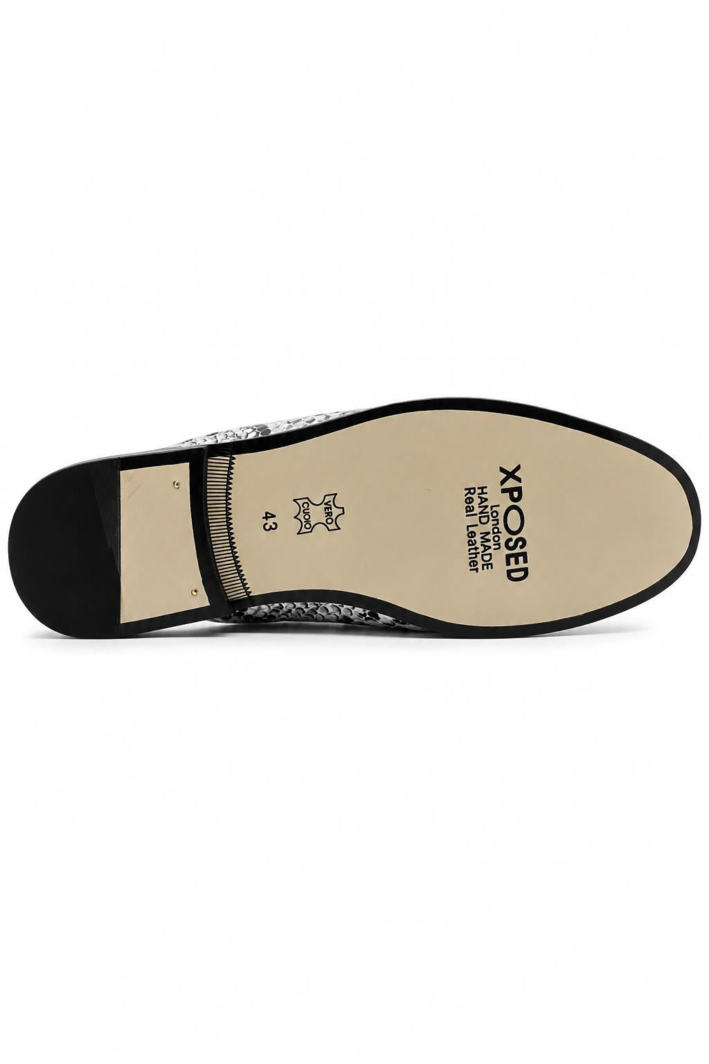 Men’s Black & White Shiny Patent Print Occasion Half Shoes Sartorial Shoes