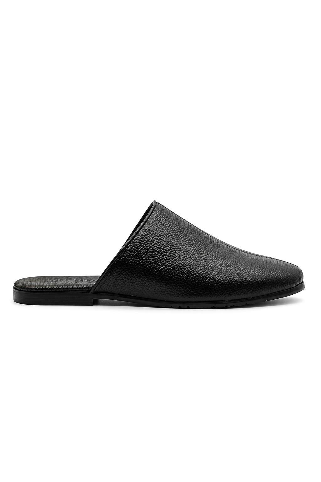 NICO Men’s Black Soft Grain Leather Mule Slippers Sartorial Shoes