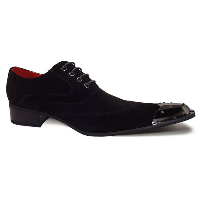BLACK SUEDE LACE UP METAL TOE CAP