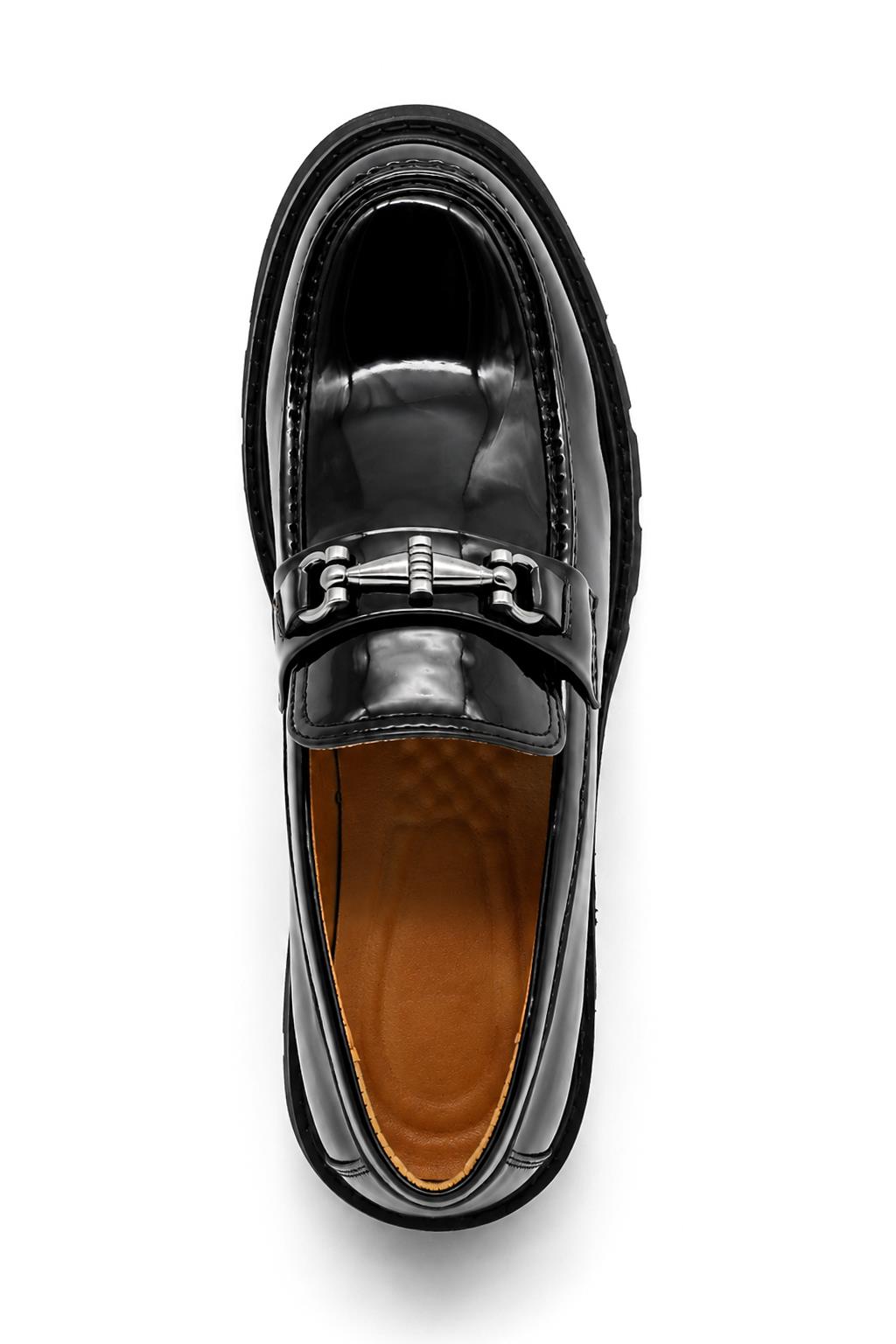 Men's Black Patent Faux Leather Snaffle Loafers Sartorial Shoes