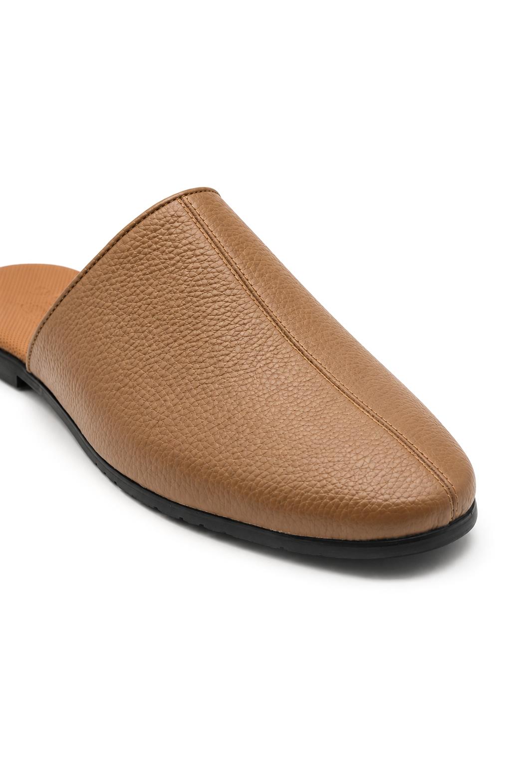 Nico Men’s Tan Soft Grain Leather Mule Half Shoes Sartorial Shoes