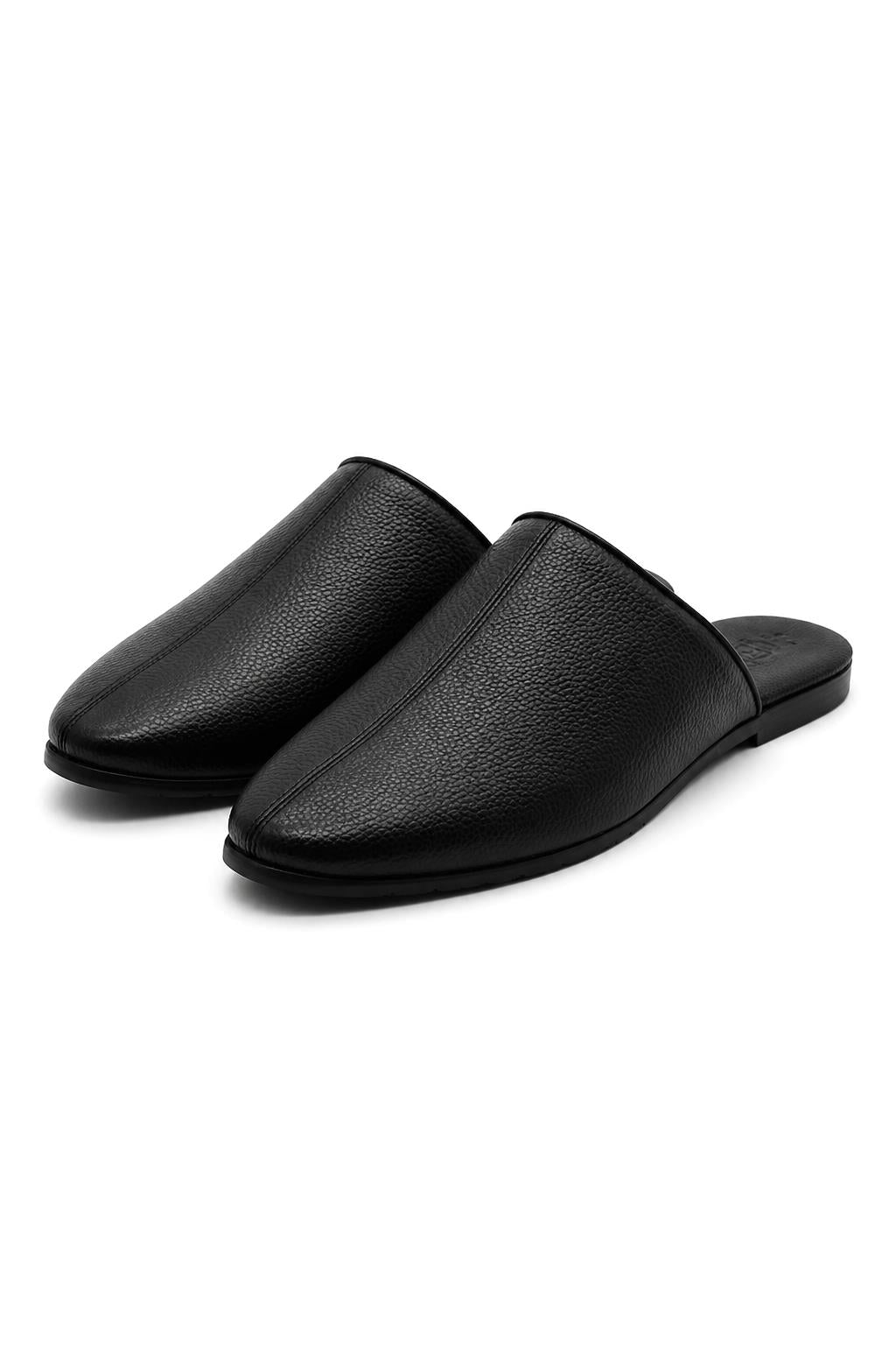 NICO Men’s Black Soft Grain Leather Mule Slippers Sartorial Shoes
