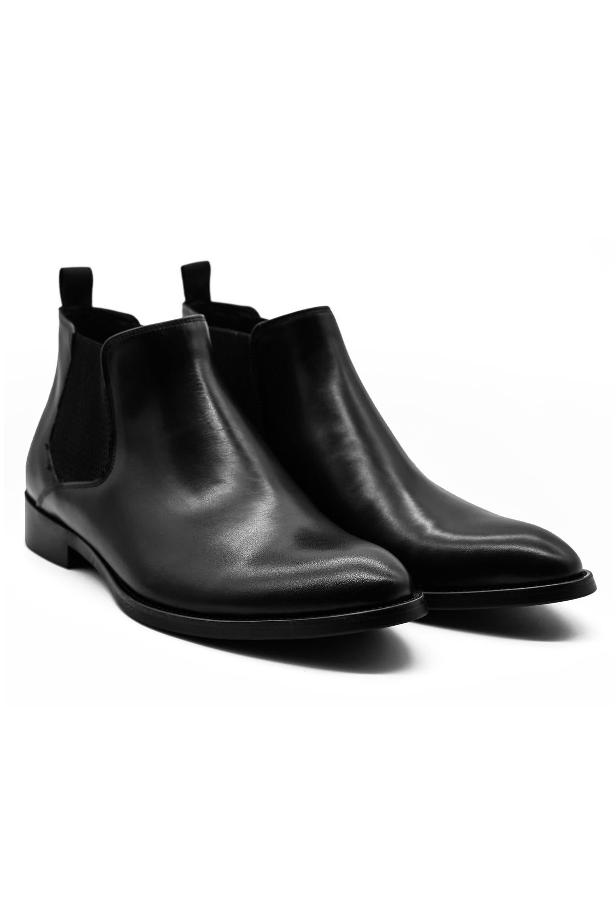 REMY Men’s Black Polished Leather Chelsea Boots Sartorial Shoes