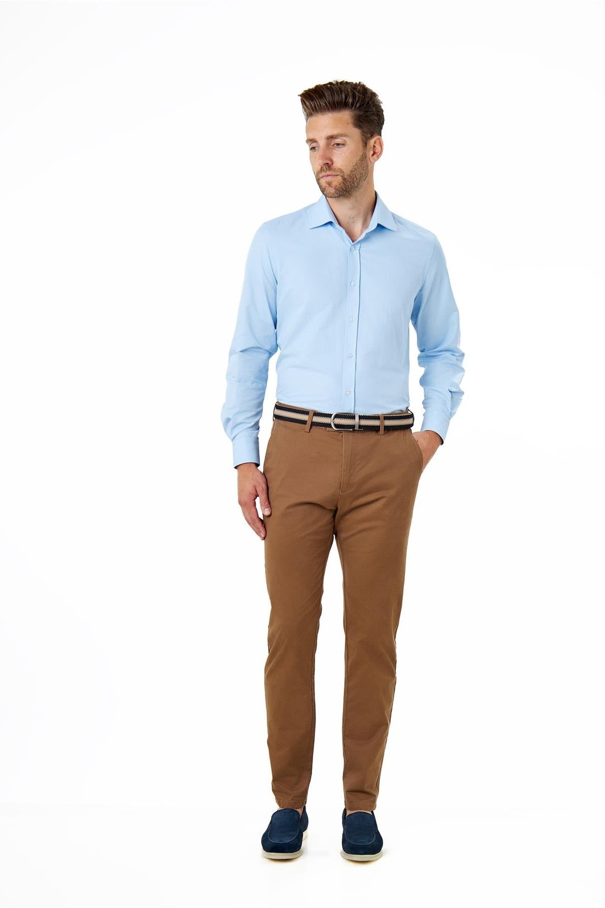 COTTON STRETCH CHINO BROWN