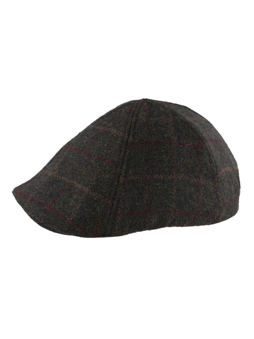 GREEN WOOL BLEND TWEED FLAT HAT