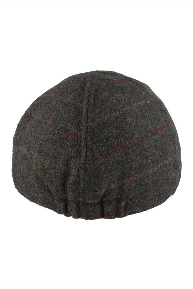GREEN WOOL BLEND TWEED FLAT HAT