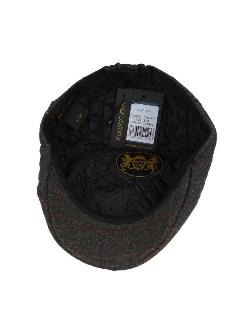 GREEN WOOL BLEND TWEED FLAT HAT