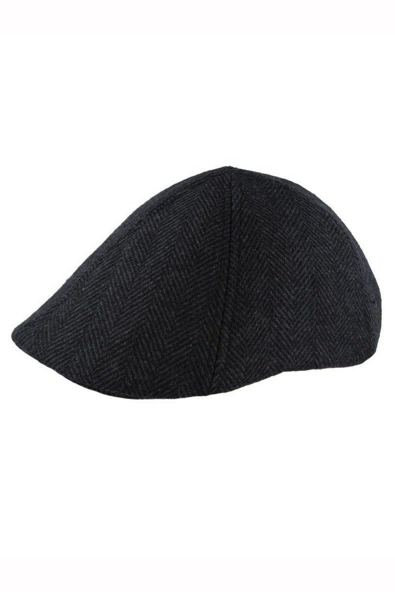 WOOL MIX TWEED HERRINGBONE HAT