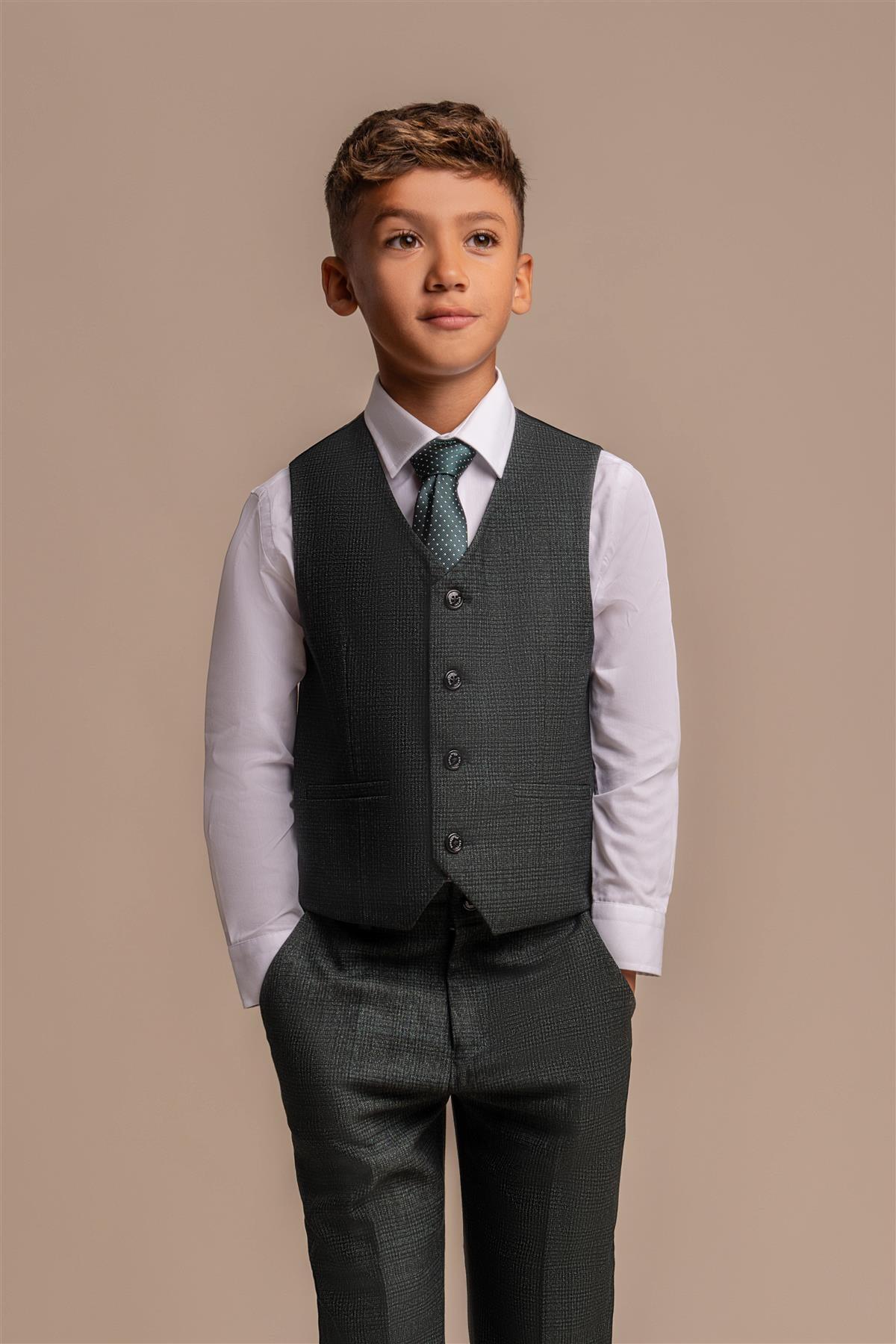 CARIDI OLIVE THREE PIECE BOYS SUIT CAVANI