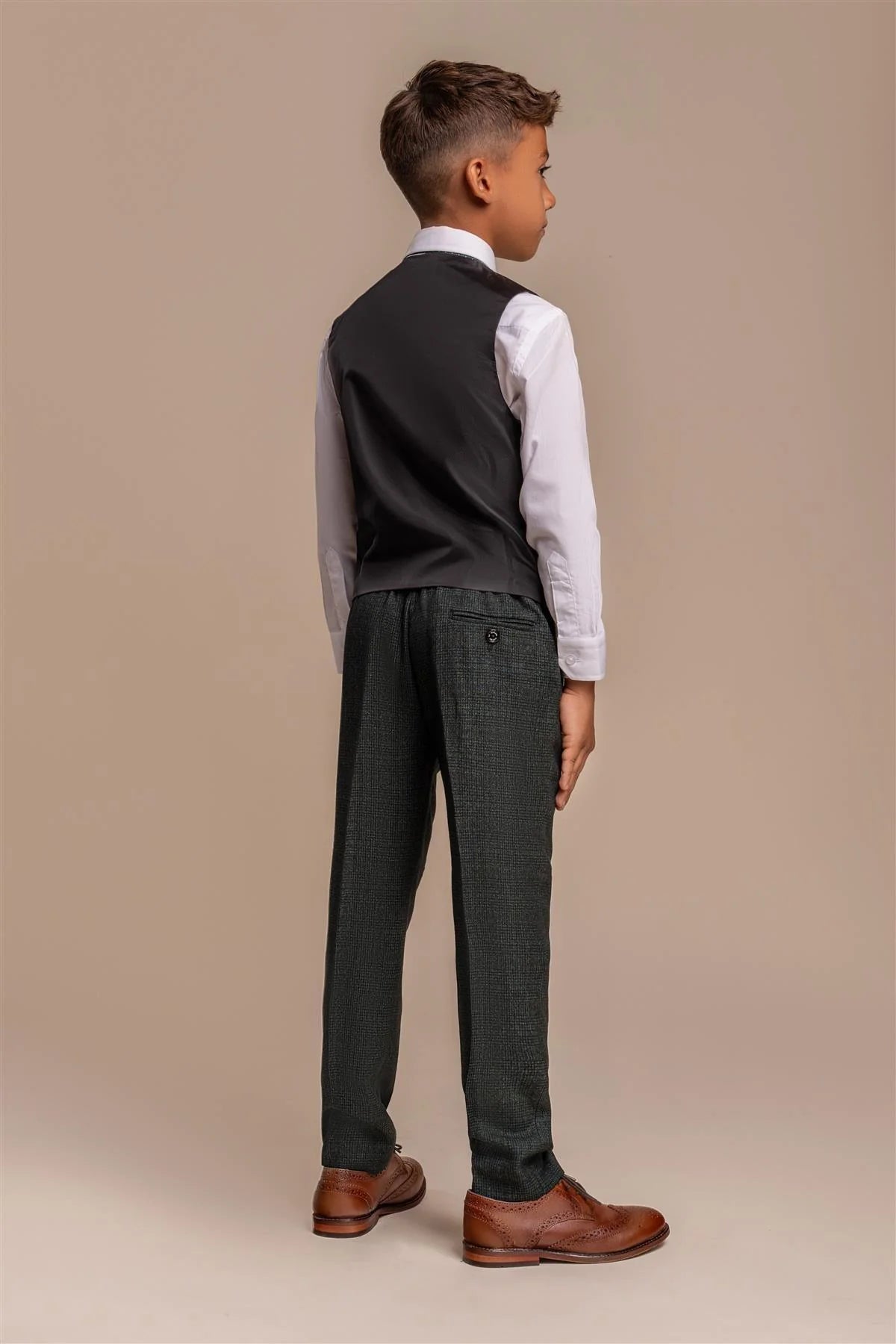 CARIDI OLIVE THREE PIECE BOYS SUIT CAVANI