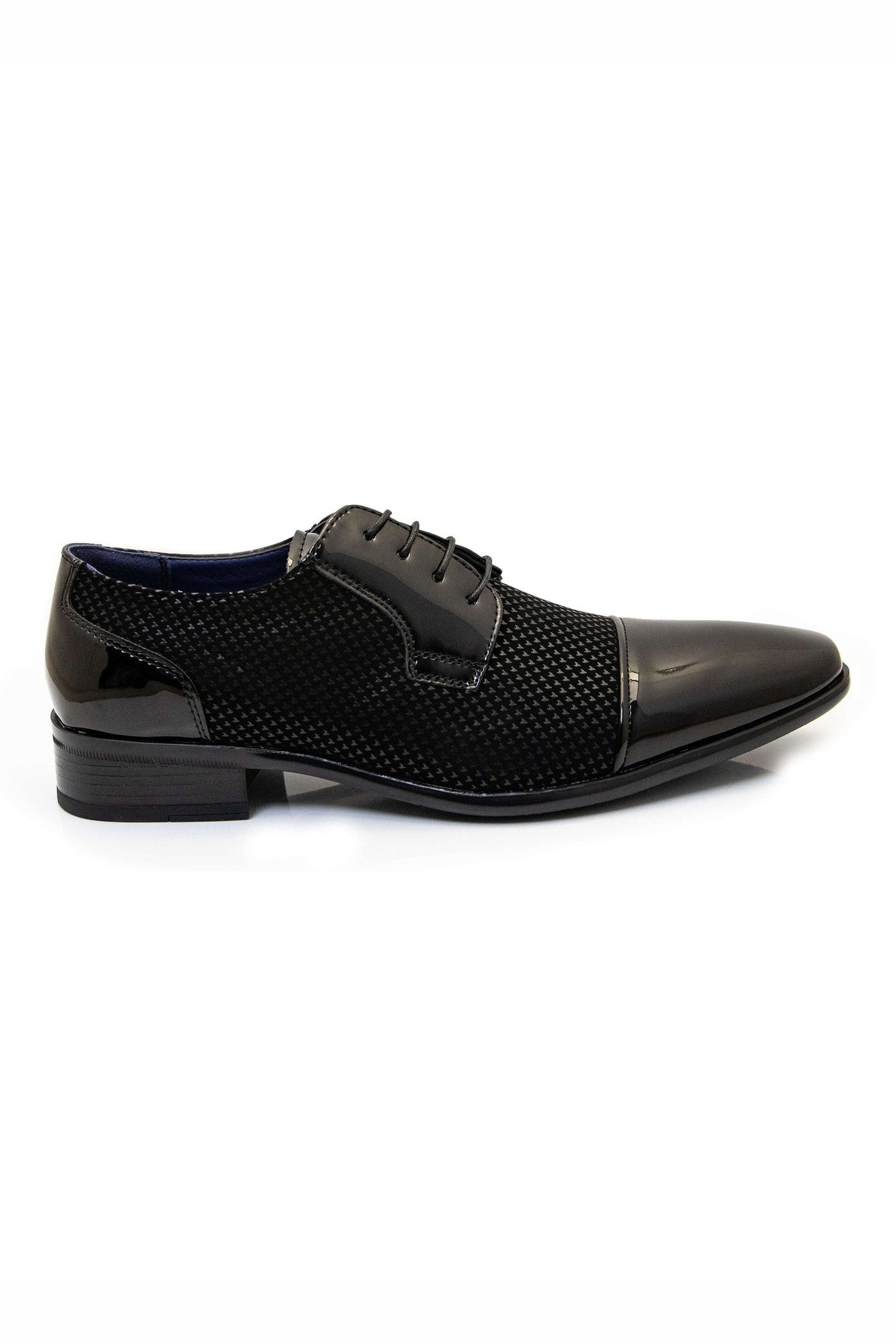 TWO TONE PATENT LEATHER LACE UP SHOES