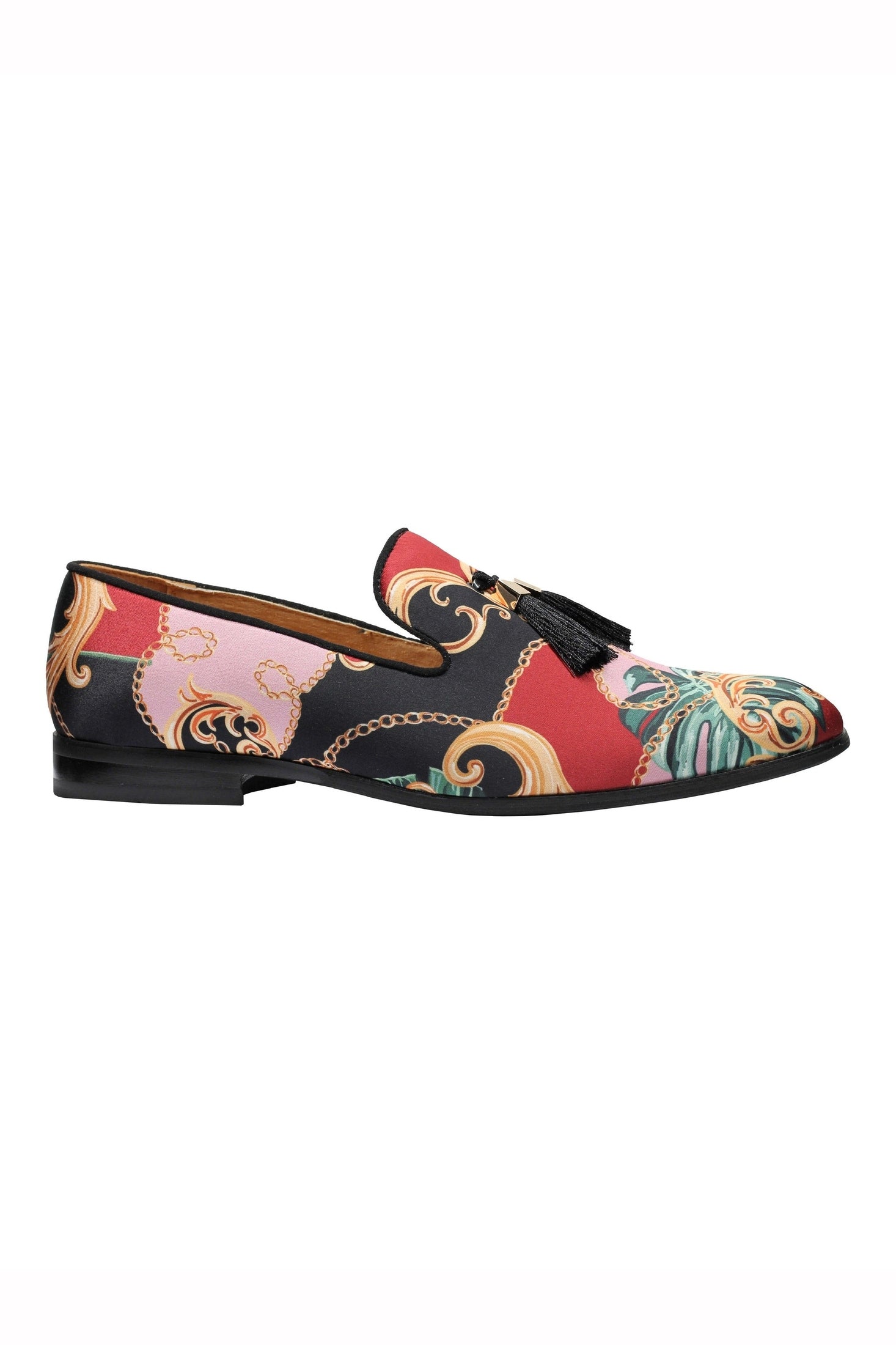 MEN’S BROCADE TASSEL SLIPPERS RETRO WEDDING PARTY SLIP ON LOAFERS SHOES