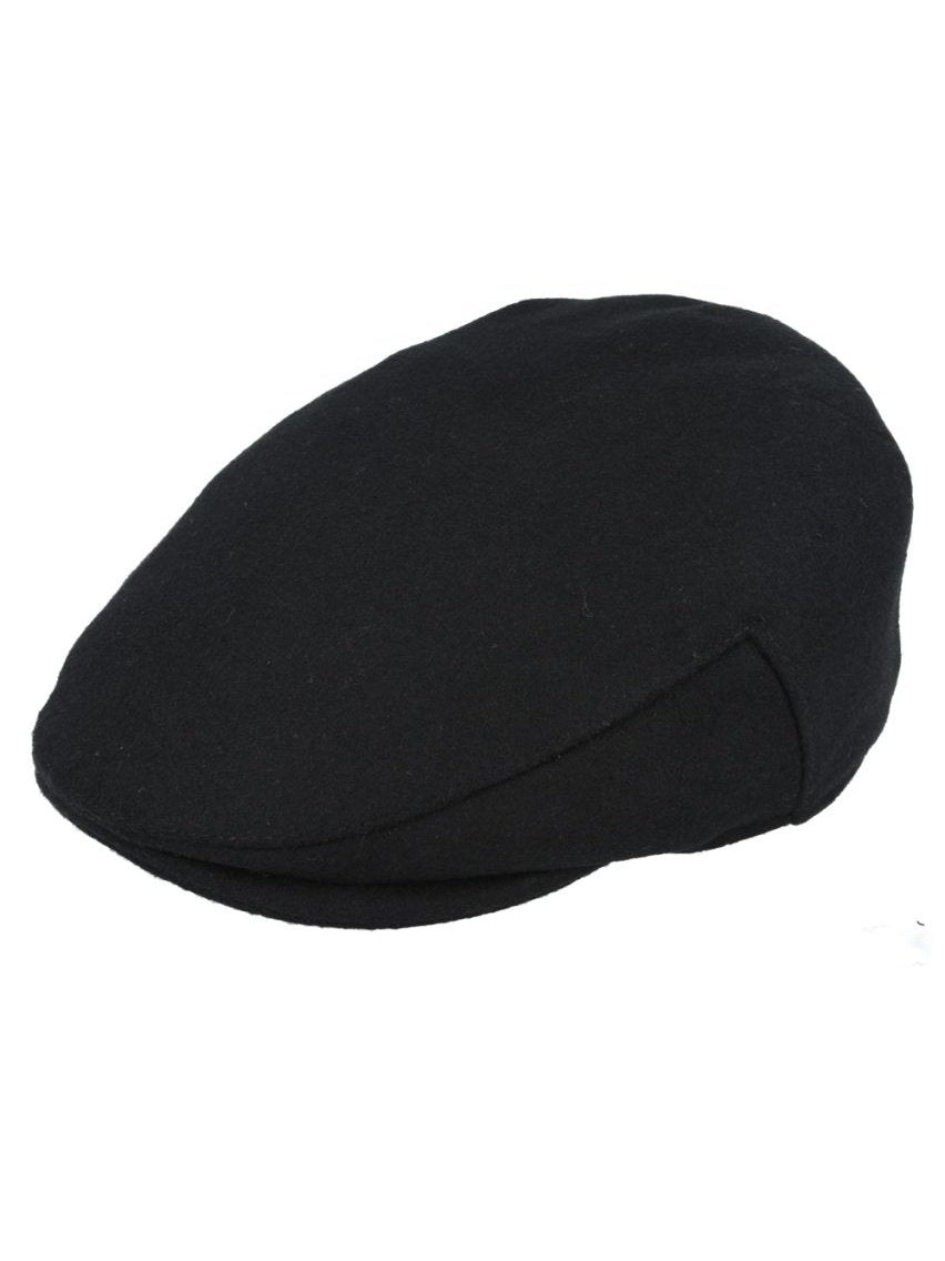 BLACK GATSBY WOOL BLEND FLAT CAP