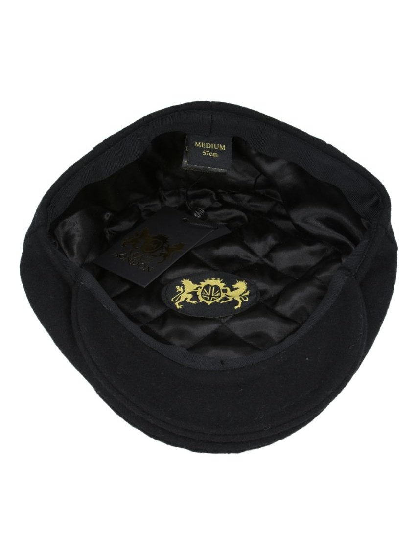 BLACK GATSBY WOOL BLEND FLAT CAP