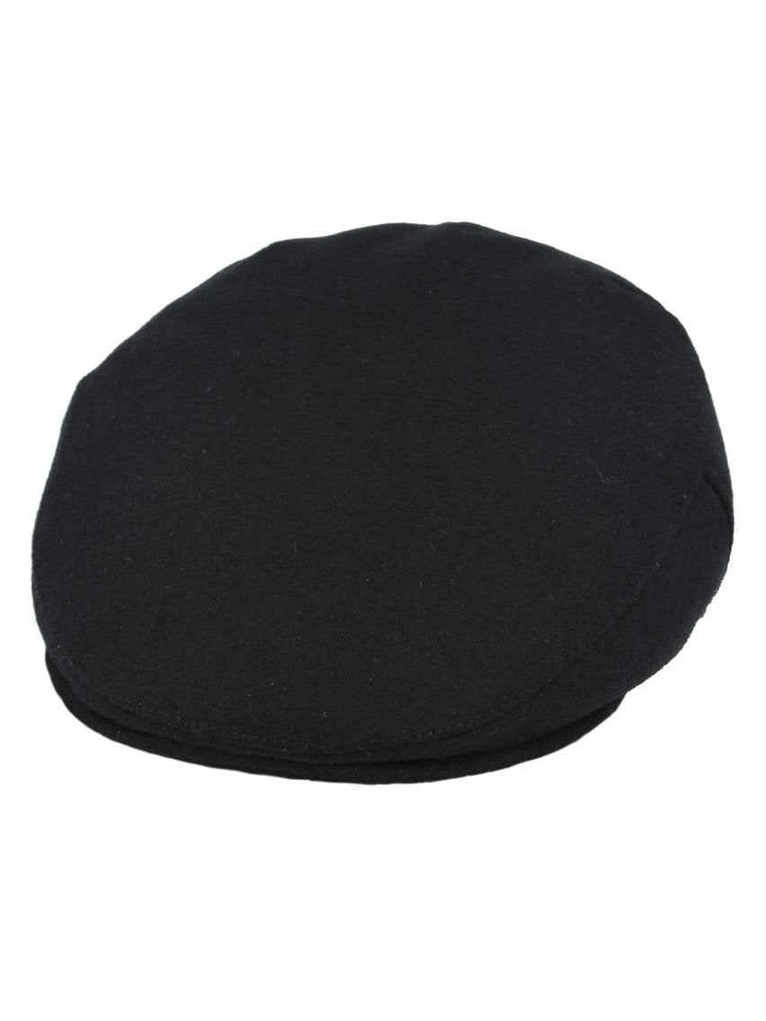 BLACK GATSBY WOOL BLEND FLAT CAP
