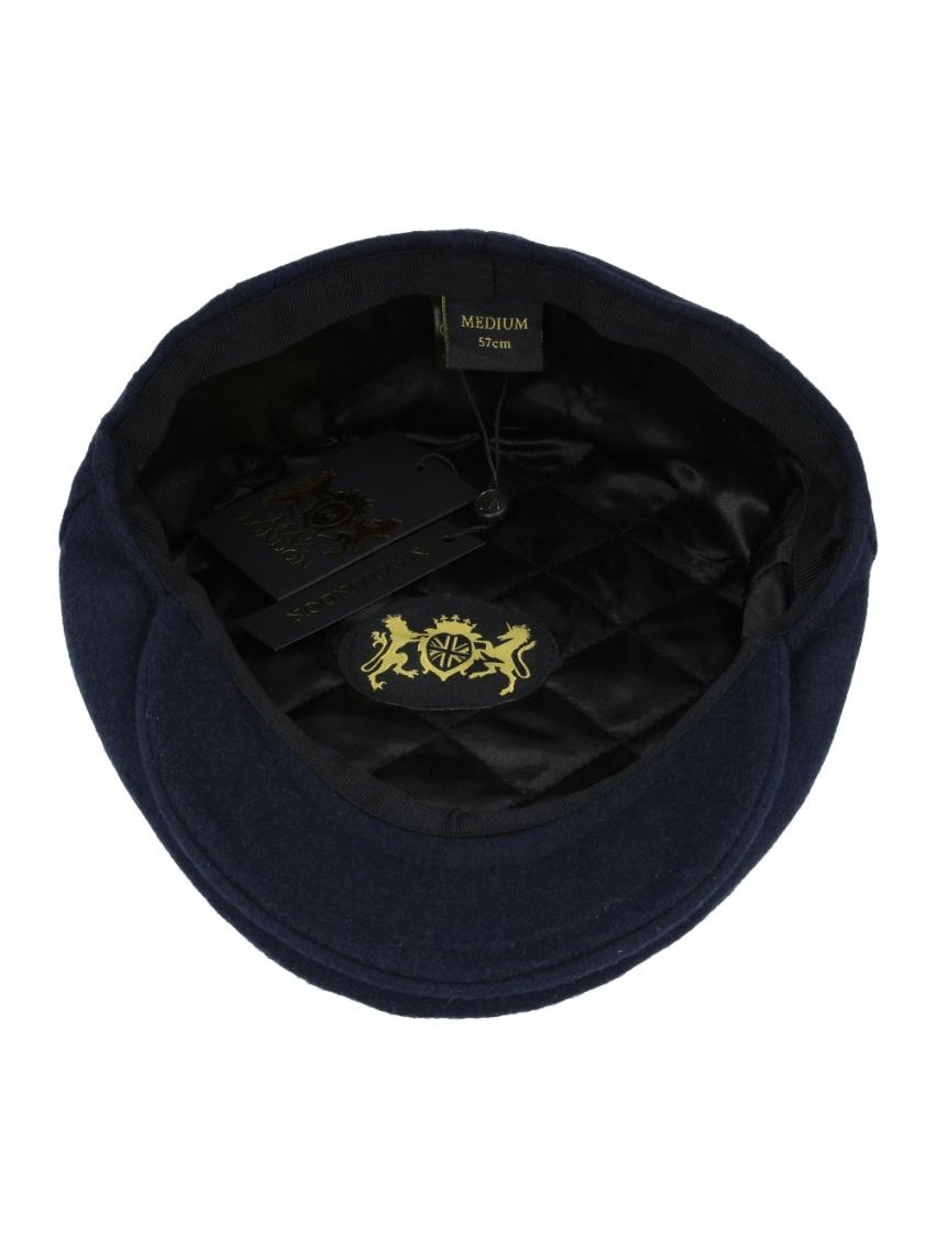 NAVY GATSBY WOOL BLEND FLAT CAP