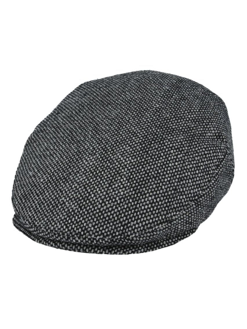 GREY WOOL BLEND TWEED FLAT CAP