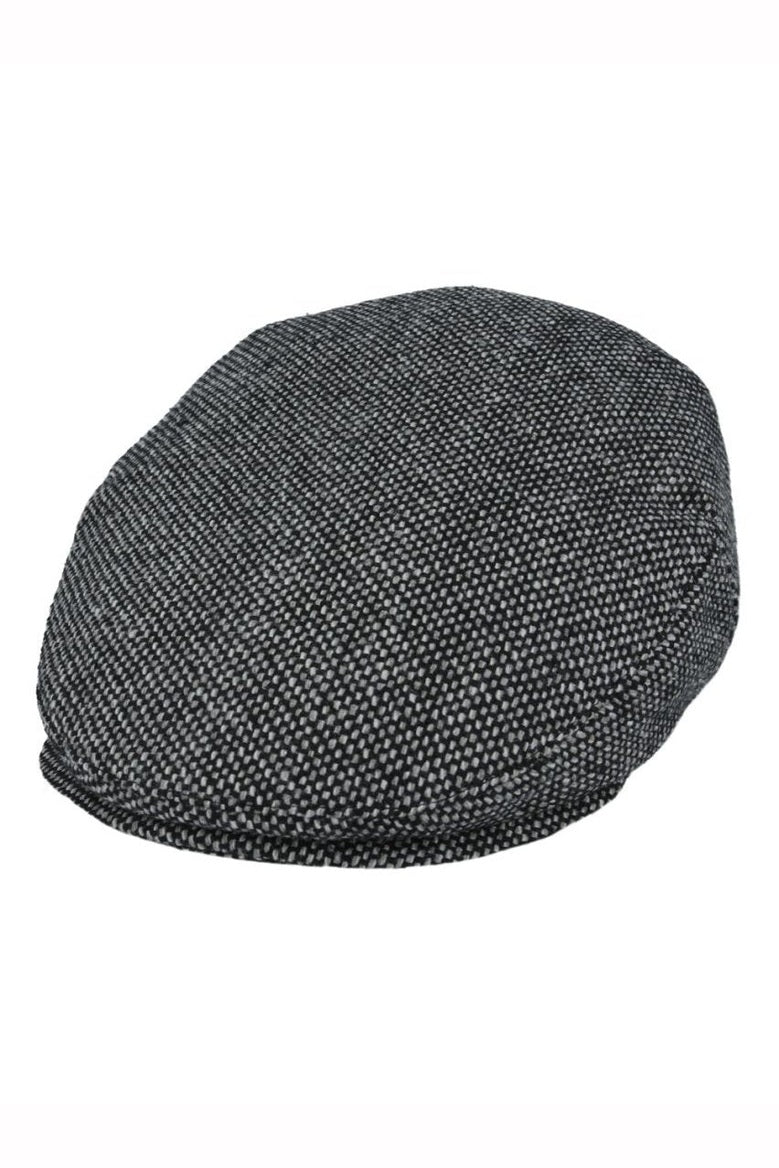 GREY WOOL BLEND TWEED FLAT CAP