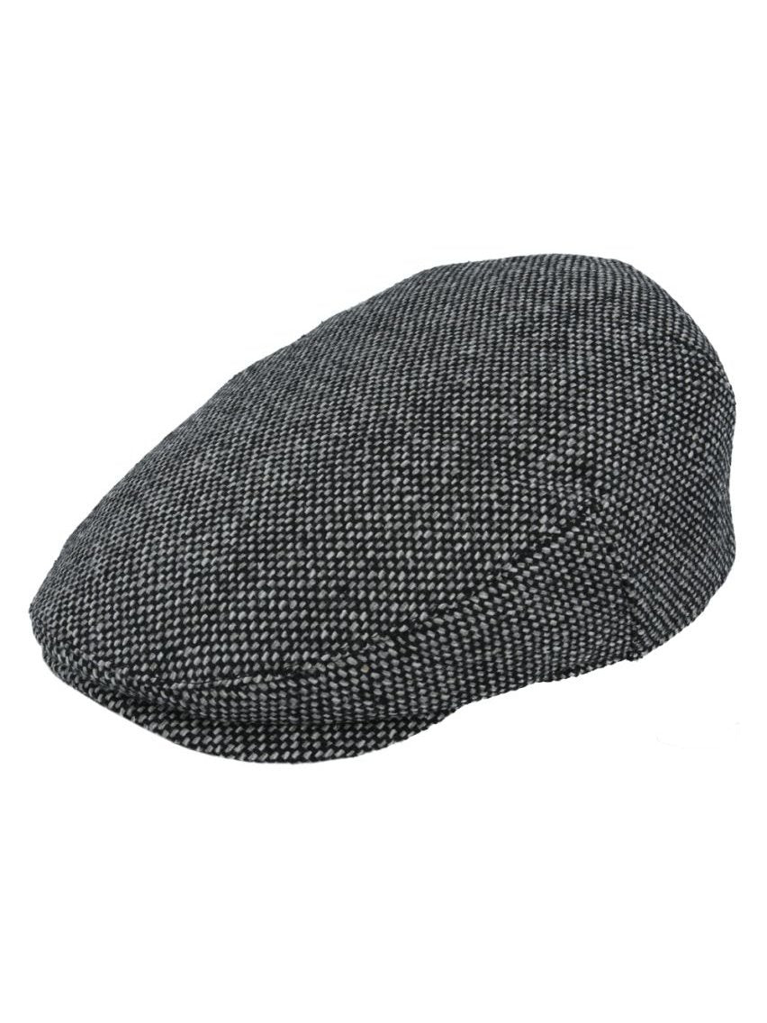 GREY WOOL BLEND TWEED FLAT CAP