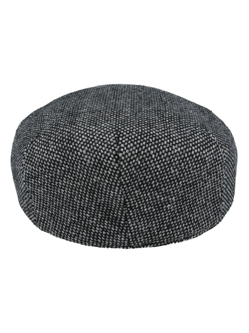 GREY WOOL BLEND TWEED FLAT CAP
