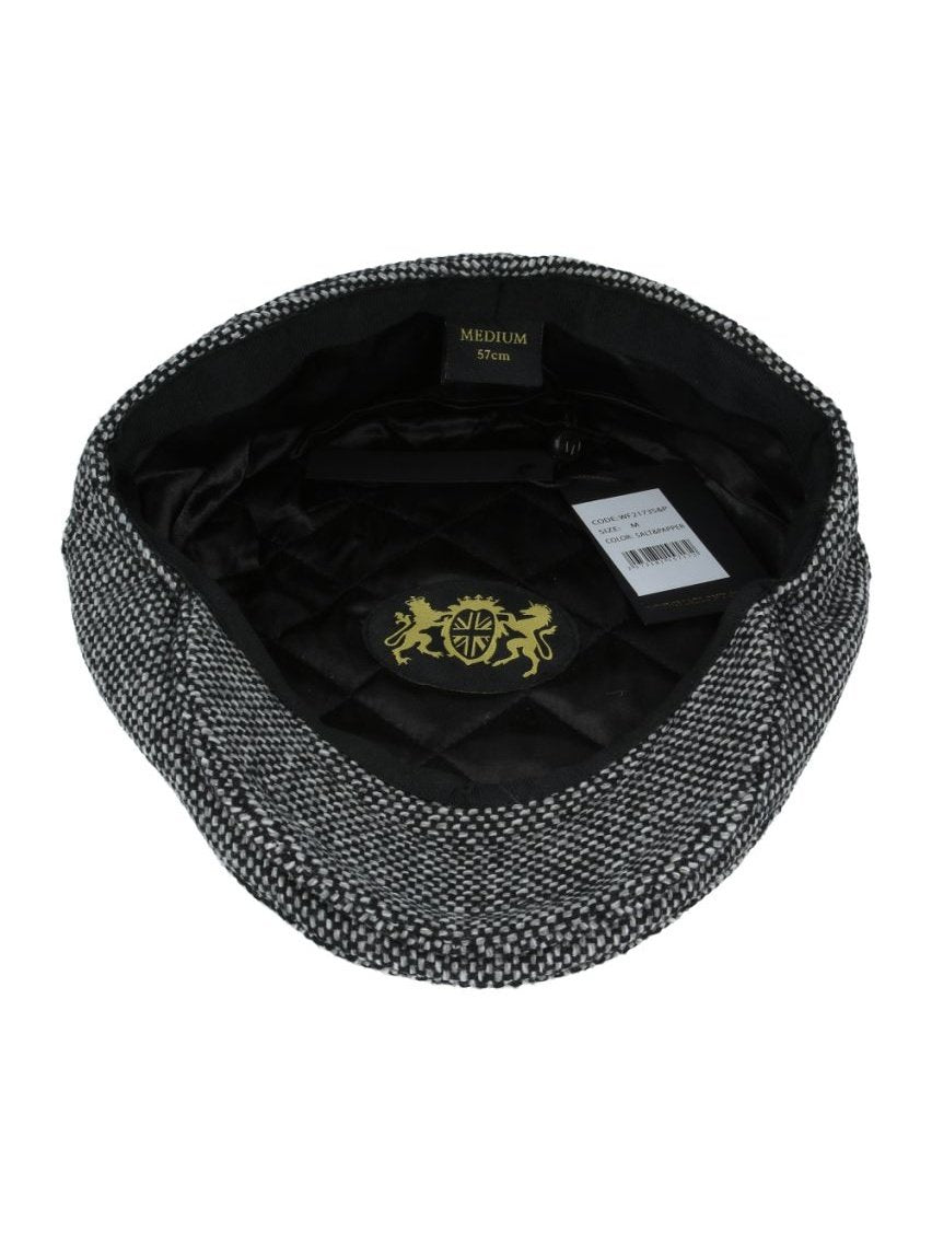 GREY WOOL BLEND TWEED FLAT CAP